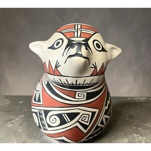 Mata Ortiz Pottery Large Coyote Dog Effigy Lourdes Villalba Paquime Art Mexican